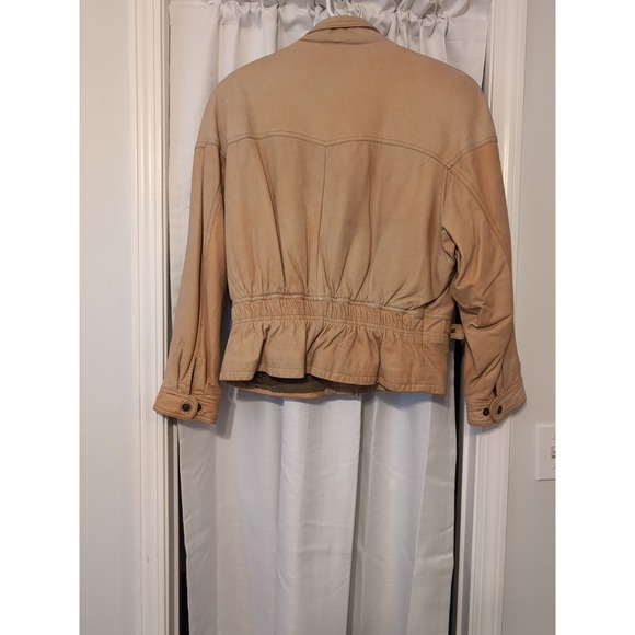 VINTAGE ADVENTURE BOUND BY WILSON BEIGE LEATHER INSULATED BOMBER‎ JACKET, LARGE - Picture 11 of 16
